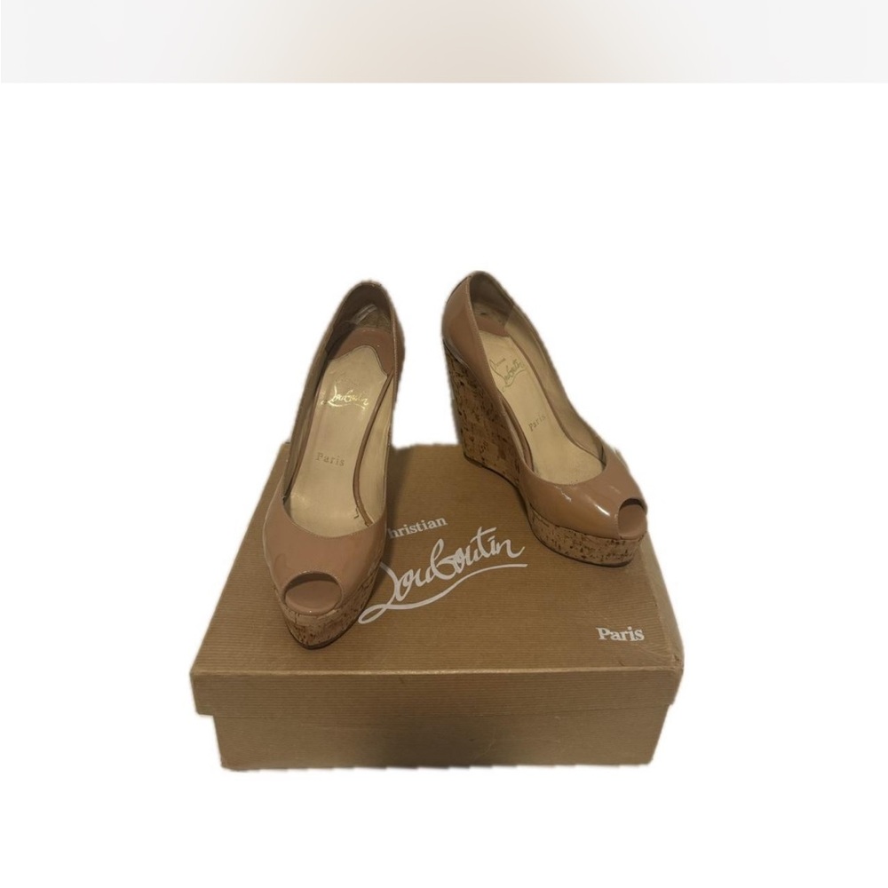 Christian Louboutin Tan Wedge Heels
